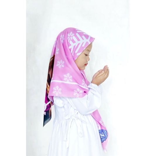 VOAL PRINTING FROZEN PINK , HIJAB ANAK KARAKTER FROZEN