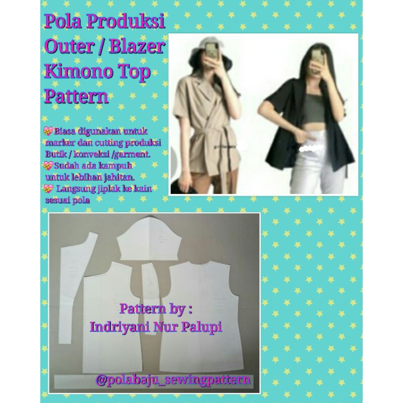 Kimono Top Sewing Pattern | POLA PRODUKSI BAJU atasan Kimono | Pola Baju | Sewing Pattern