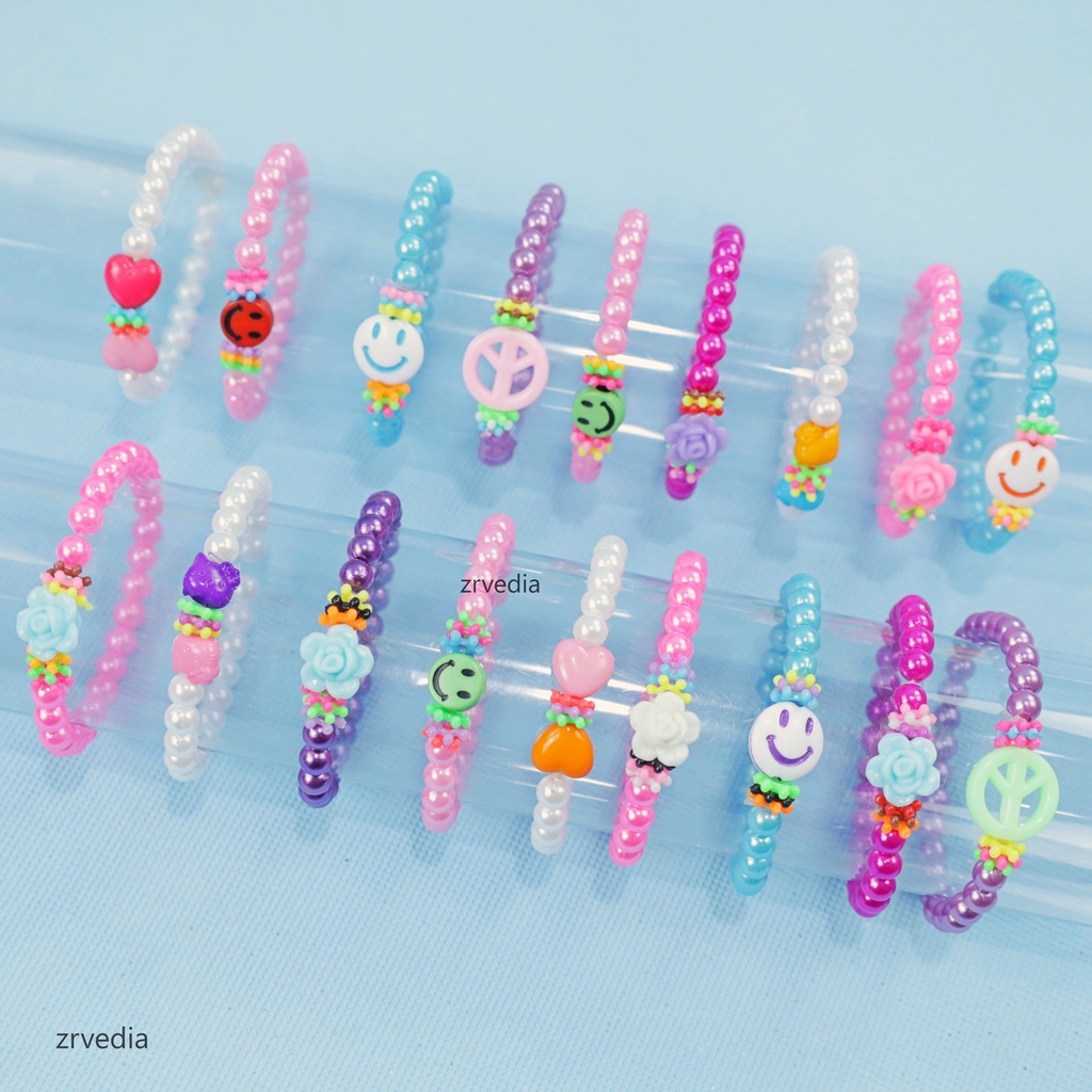 (ISI 1-3 PCS) Gelang Tangan Mutiara Mainan Lucu Mote TK Import untuk Anak Perempuan Aksesoris Mute
