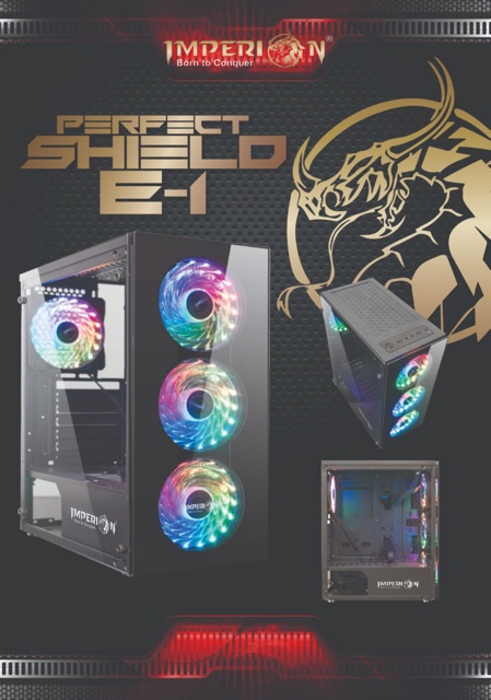 CASING GAMING IMPERION SHIELD E1 BONUS 4 FAN RGB