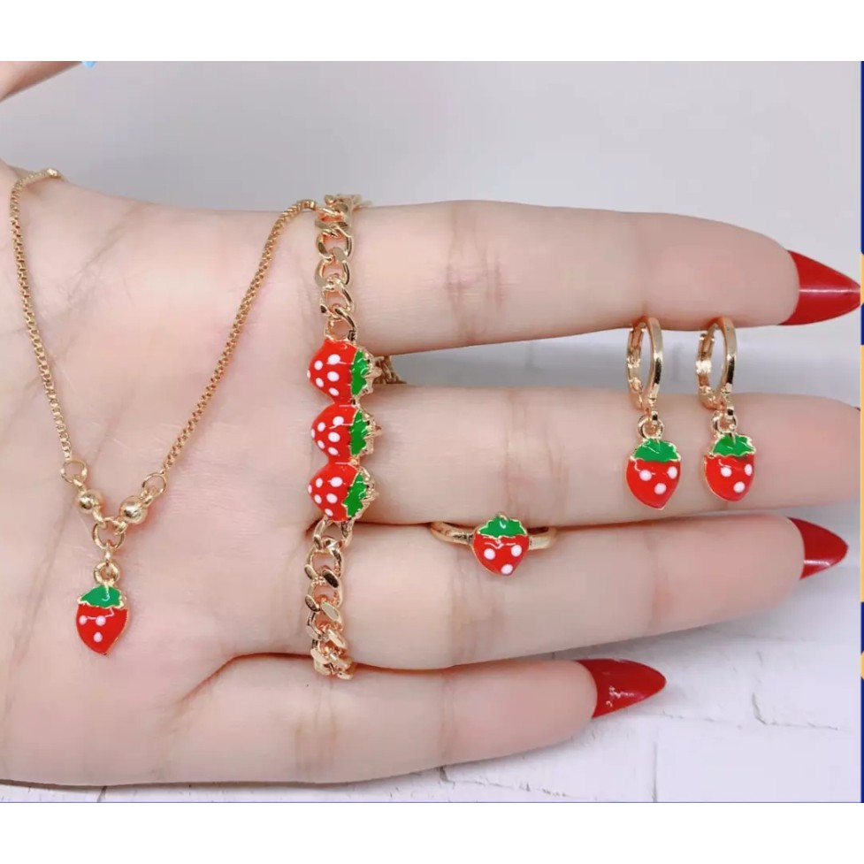 Set Anak lengkap  Strawberry Gelang Rantai (COD)