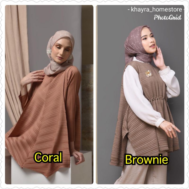Ashta Blouse Coral & Ashley Sleeveless Brownie by Local.id