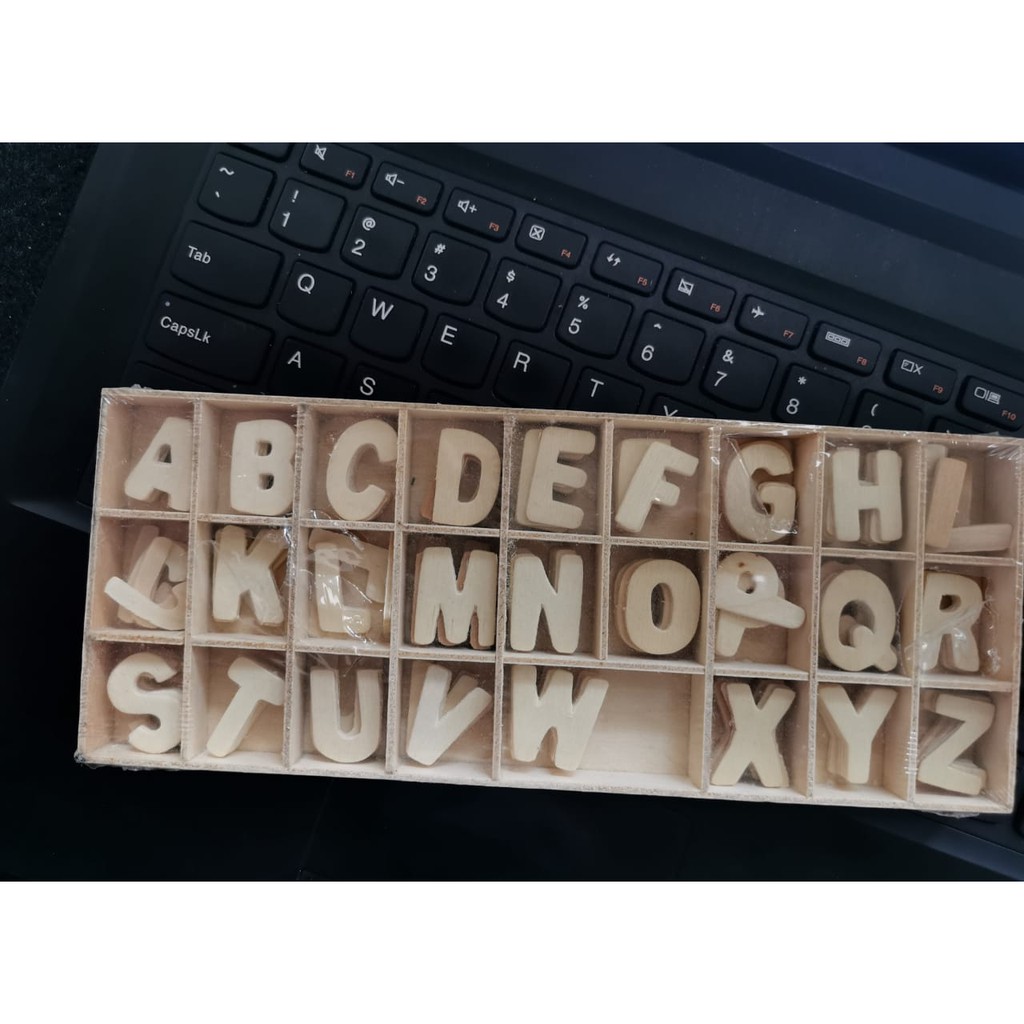 alfabet huruf a-z abjad kayu untuk hiasan mahar dan kotak cincin dan hiasan DIY