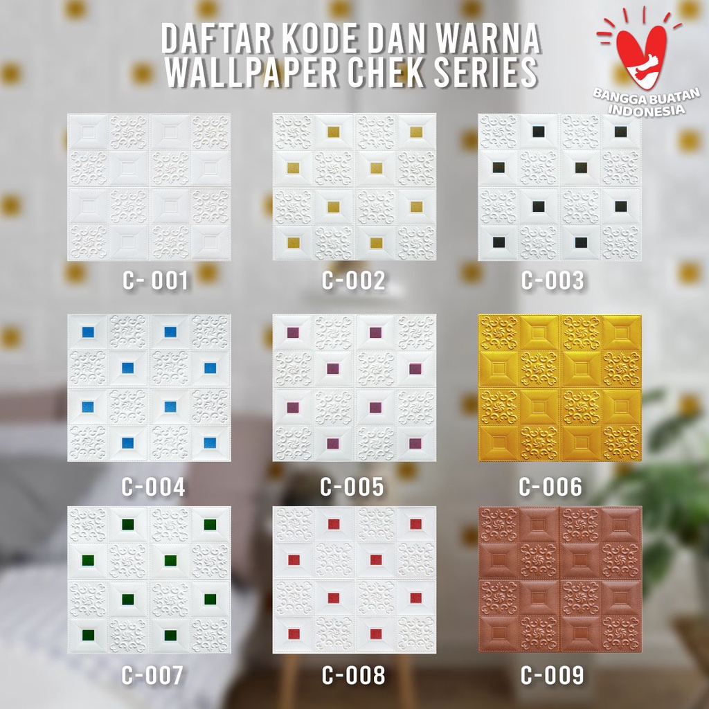 (COD) Wallpaper Foam Dinding dan Atap Plafon Motif Batik Gliter 3D Mewah / Wall Sticker Kamar Mandi Ruang Tamu Kamar Tidur Termurah Emboss PE Foam Premium High Quality