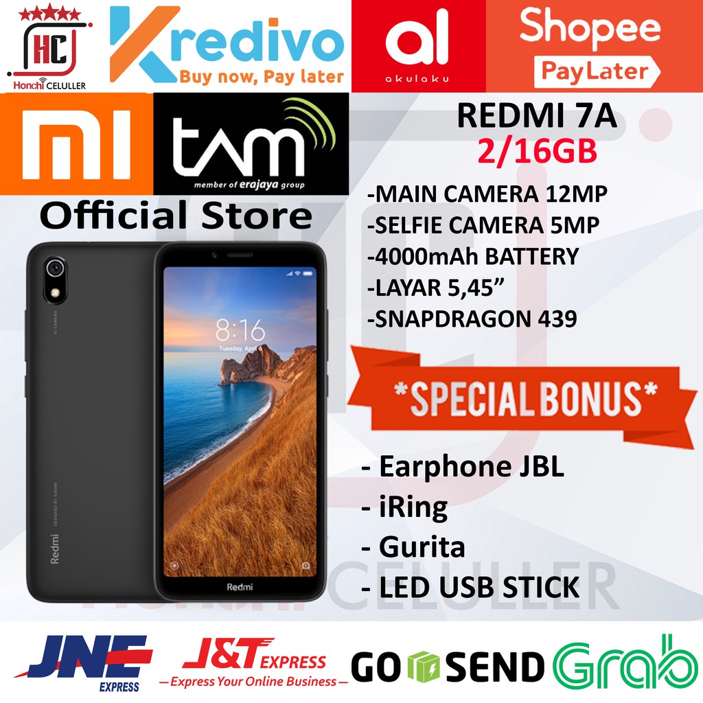 XIAOMI REDMI 7A 2/16GB GARANSI RESMI TAM INDONESIA ORIGINAL