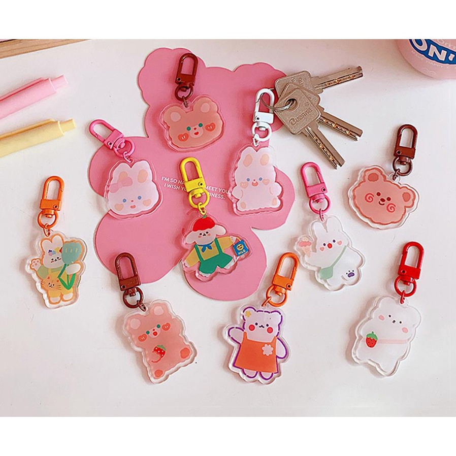 Gantungan Kunci Key Chain Character/Gantungan Kunci Beruang / Bear Cute Keychain / Gantungan Kunci Akrilik Lucu Aesthetic Korea / Key Chain Acrylic