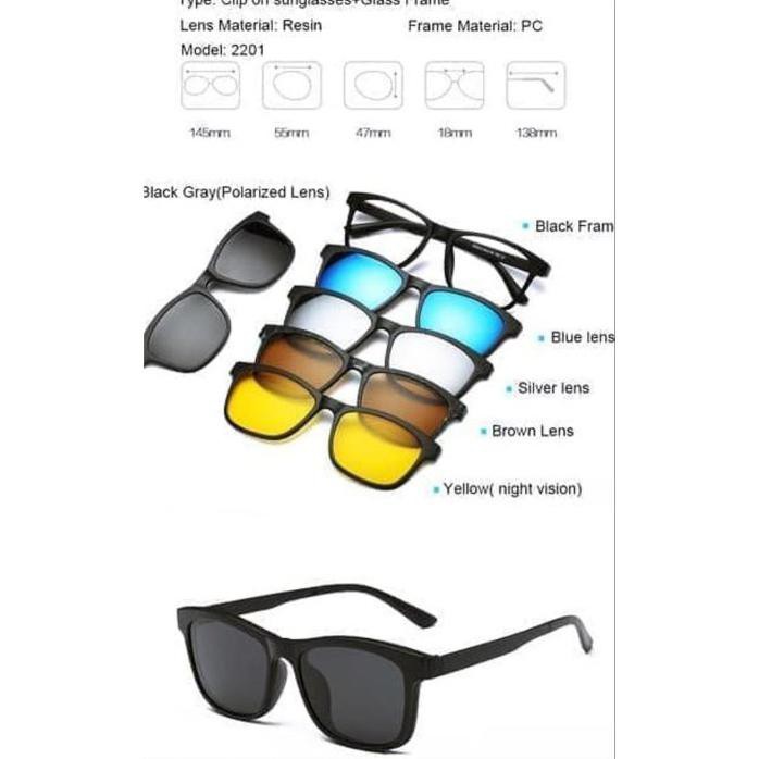 PAKET FRAME KACAMATA CLIP ON KLIP ON 5 LENSA MAGNET FREE LENSA MINUS
