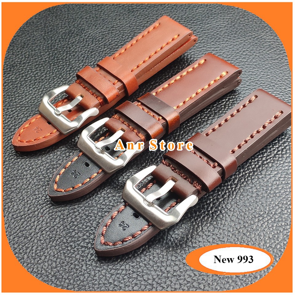 Tali Jam Tangan Kulit Genuine Leather 22 mm 24 mm Kulit Strong