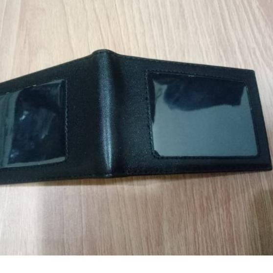 

Hot - Name Tag Id Card Holder Dompet Saku Tempat Wadah Kartu Kulit Hitam Dof 2 Slot Card