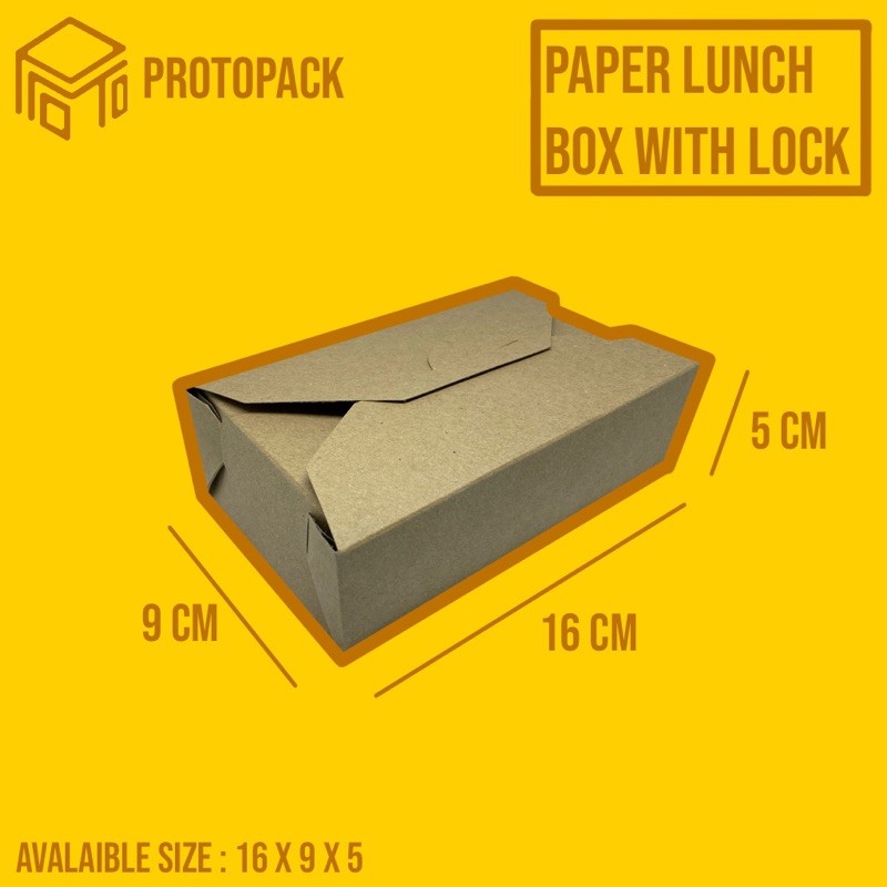 

Paper lunch box with lock 16x9x5 / kotak makan kertas