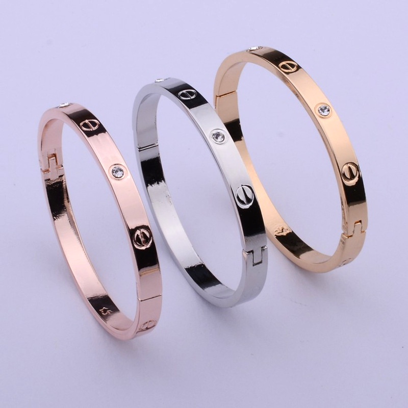 Gelang Warna Rose Gold Aksen Zircon Gaya Korea Untuk Wanita