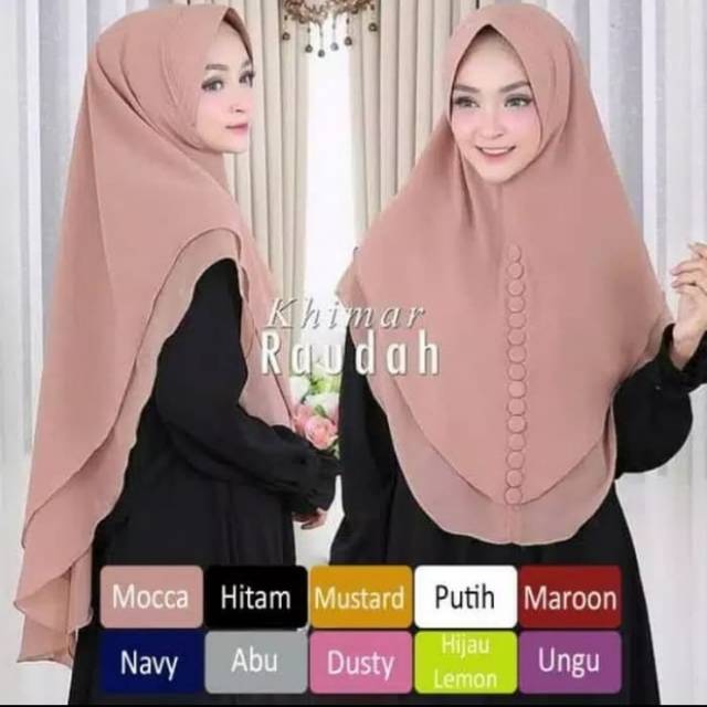Jilbab Hijab Khimar Syari Terbaru Raudah sifon 2 Layer Termurah