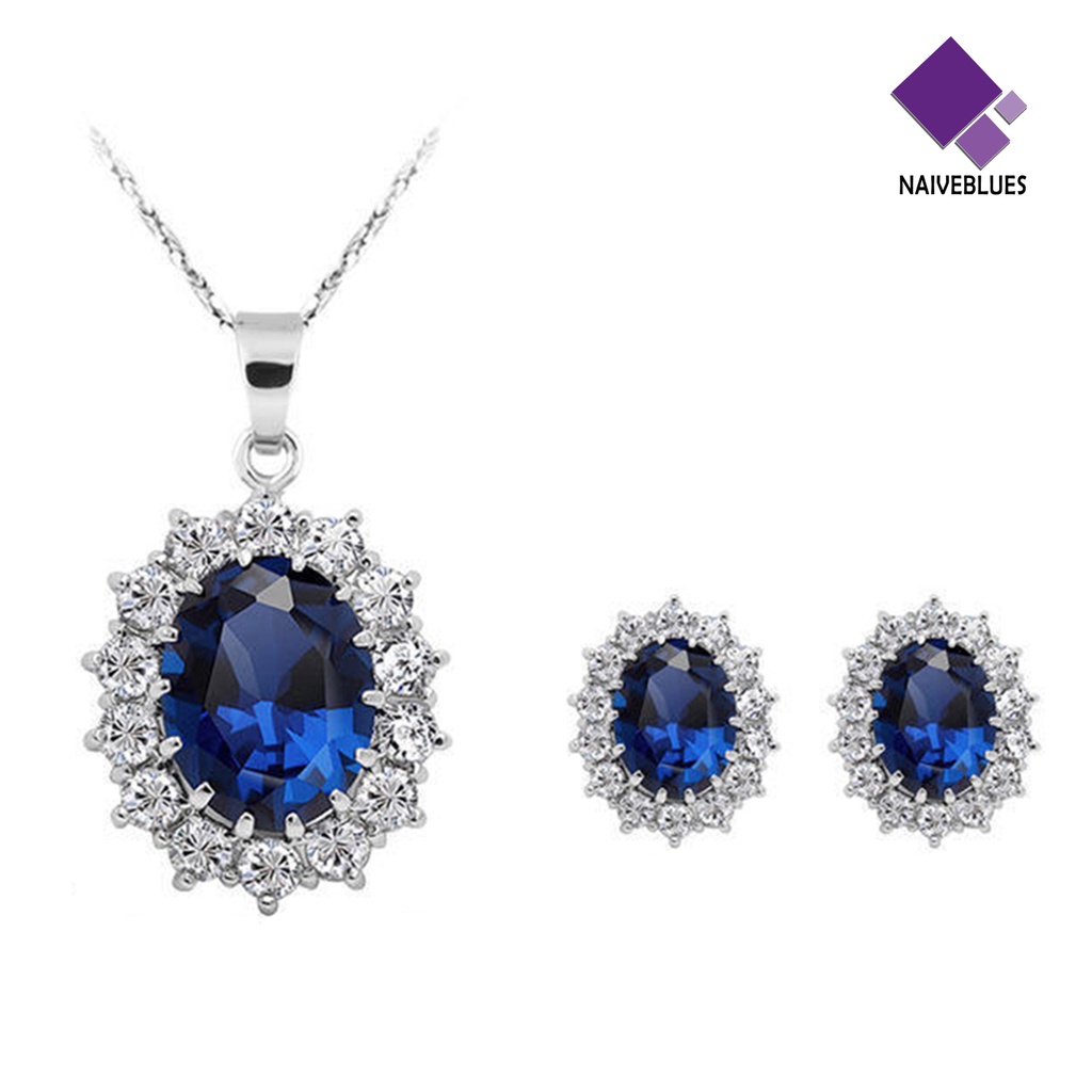 Set Perhiasan Kalung Sapphire Imitasi Untuk Harian