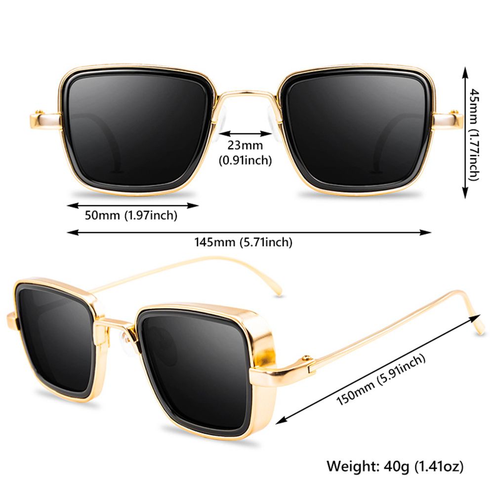 ROW Steampunk Sunglasses Square Sun Glasses Male Female Retro Shades Steampunk Sunglasses UV400 Stylish Metal Eyewear for Men Women
