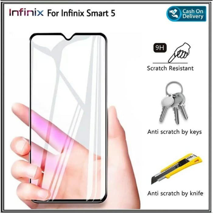 Tempered Glass Full HD For Infinix Smart 7 6 5 Plus 4G - Anti Gores Kaca Full Lem