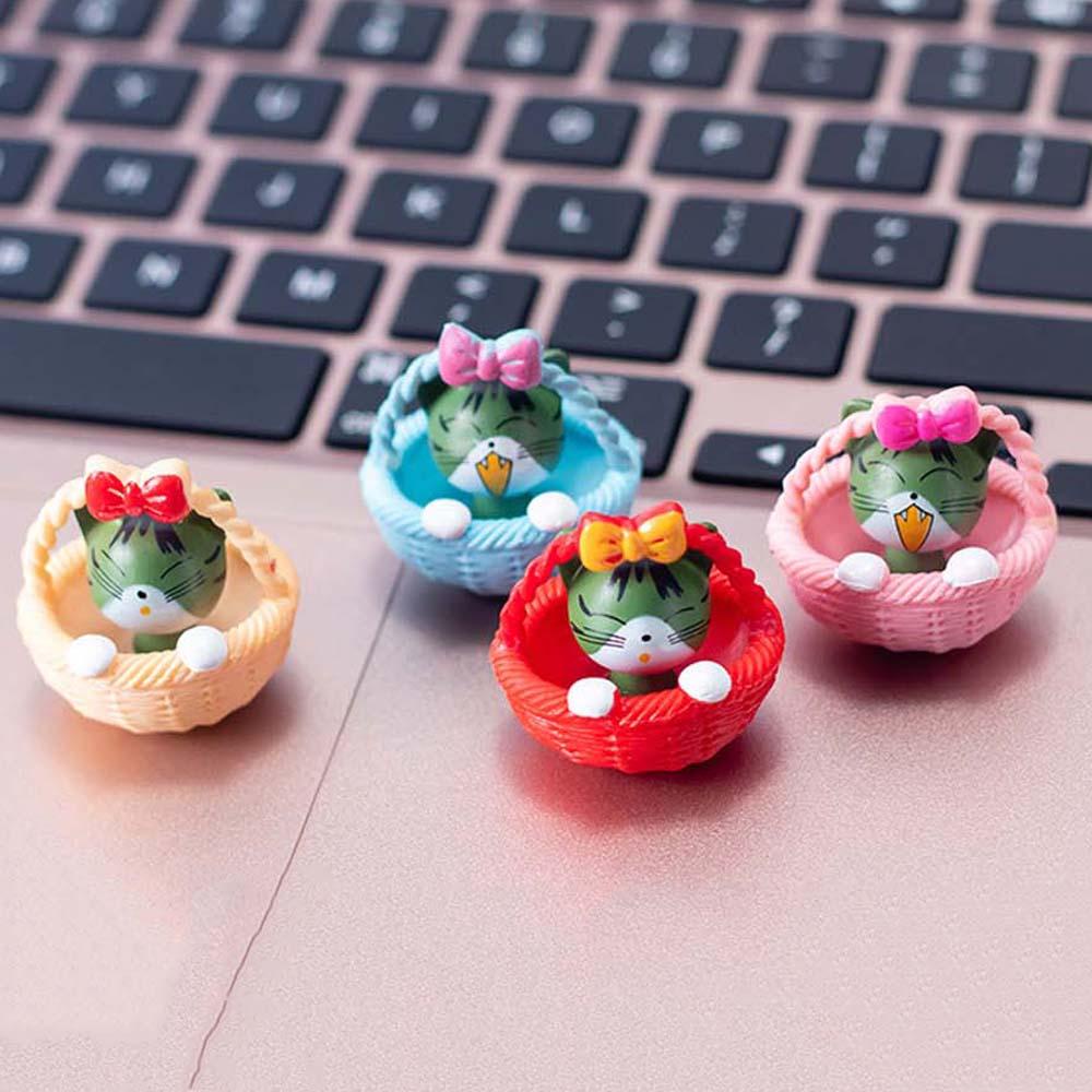 [Elegan] Cheese Cat 4Pcs Patung PVC Miniatur Dekorasi Rumah Ornamen Patung Model Taman Peri