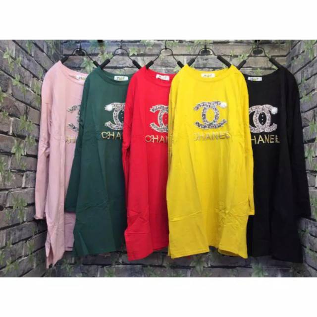 LD 120 Tunik kaos  import  Bordir Channeelll MF  Mifei 