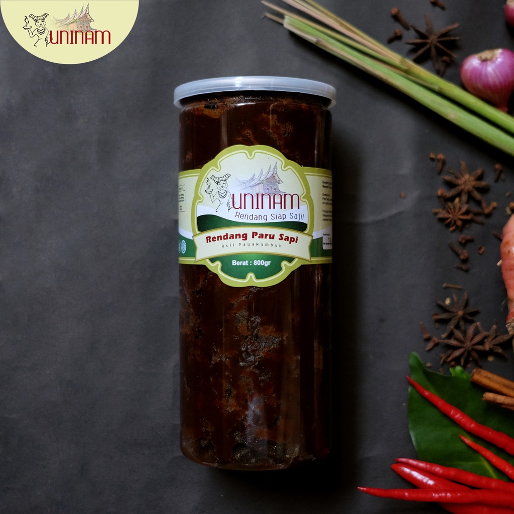 

UniNam Rendang Paru Sapi 800gr / Rendang Padang Makanan Kemasan Rendang Rendang Sapi Food