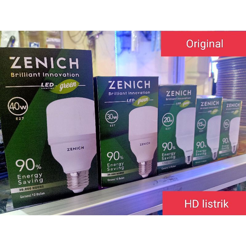 Lampu Zenich Led 10 Watt 15 Watt 20 Watt 30 Watt 40 Watt Bohlam Nyala Putih 90% Energy Saving