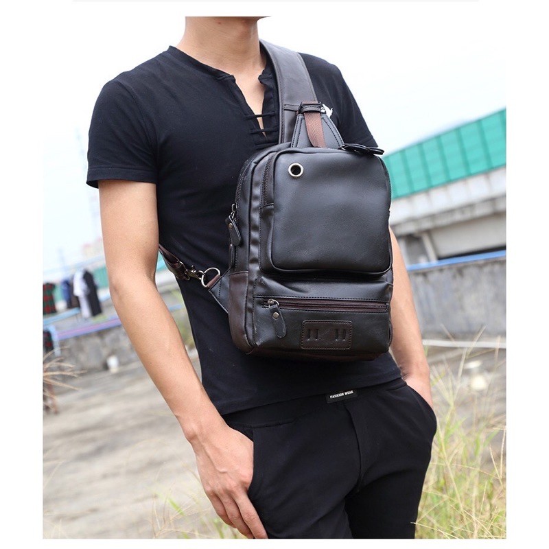 Tas Selempang Pria Waist Bag Pria Slingbag Kulit PU/Sintetis Original Gh-bag murah Tas Dompet HP