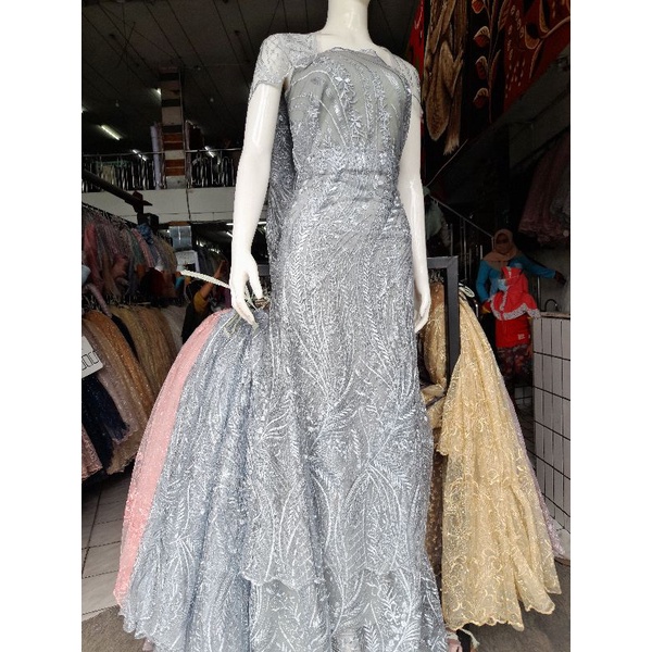 kain tile motif daun mutiara mewah super murah