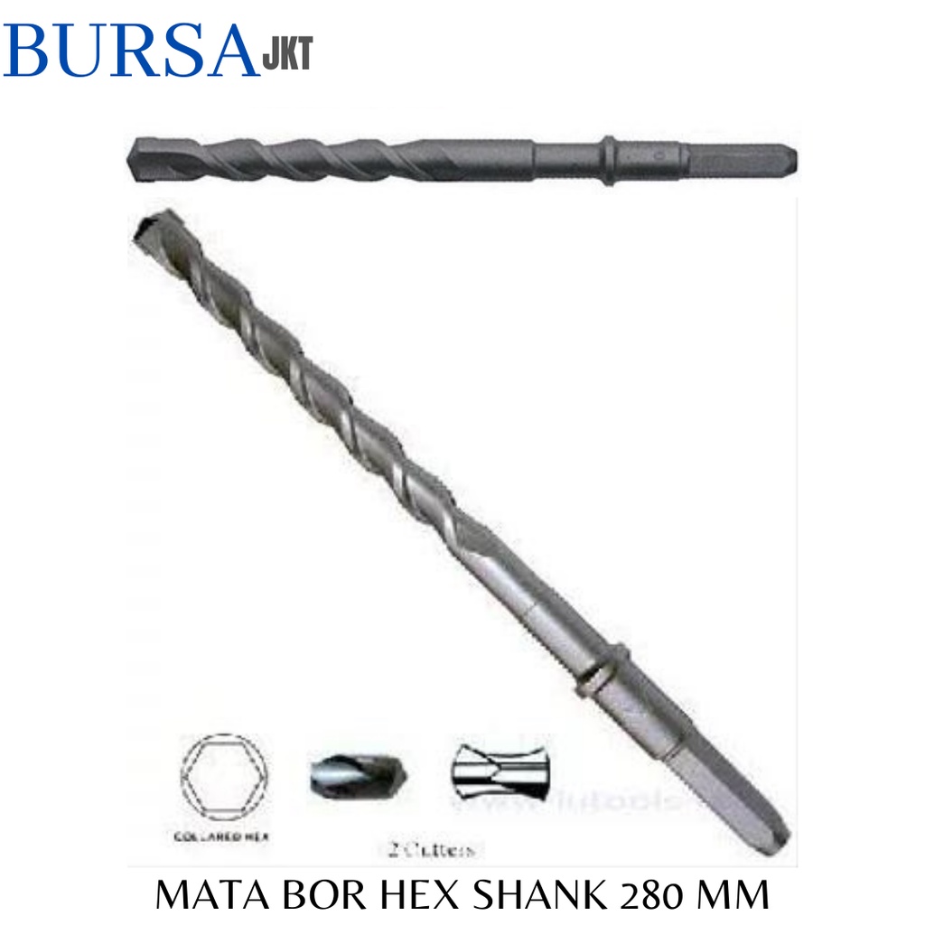 HEX SHANK BATU BETON PANJANG 280 MM TWIST TIP GUN BOR LISTRIK DRILL BIT 10 MM