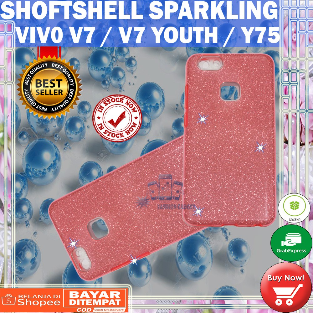 (Warna Acak Pink / Red) Silikon Vivo V7 / V7 Youth / Y75 Ultrathin Vivo V7 Case Sparkling Blink Case Glitter Soft Case Jelly Case Silicone Casing Kasing Kesing Sarung Hp Vivo V7