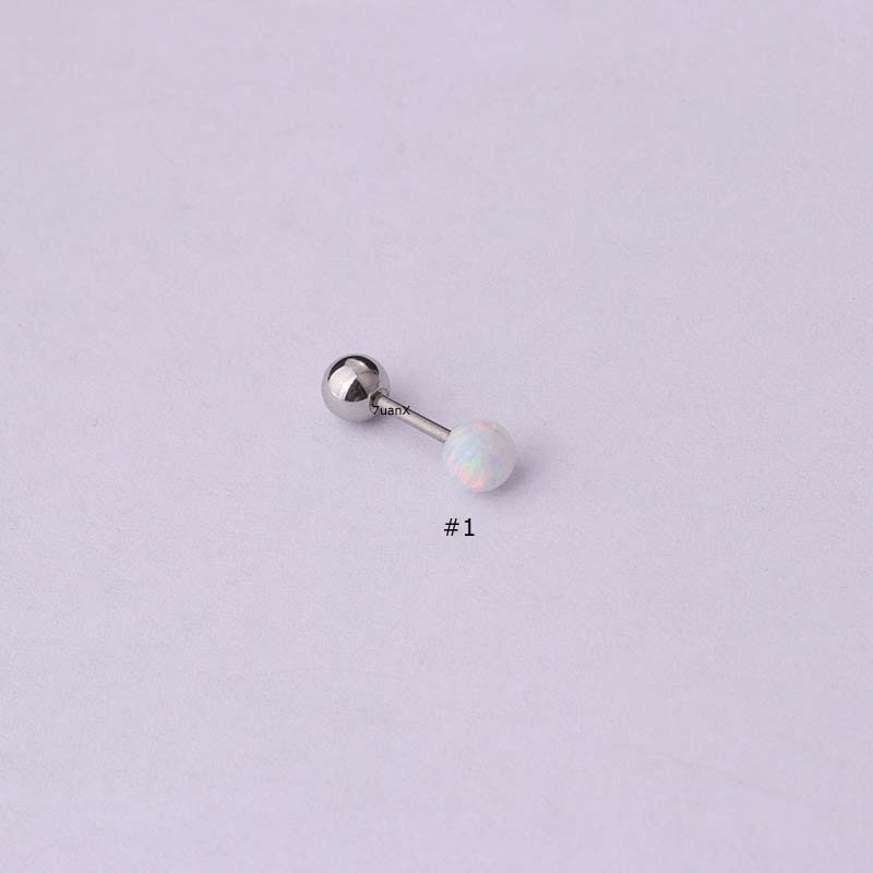 1 Piece Opal Top Screw Piercing for Helix Cartilage Rook Earrings Stainless Steel 20Gauge