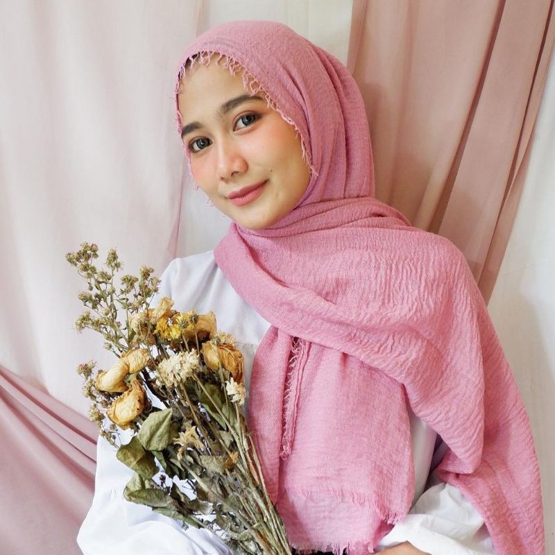 fanissahijab || PASMINA CRINKLE PREMIUM / VISCOSE CRINKLE SHAWL-CRINKLE CHOCOPINK