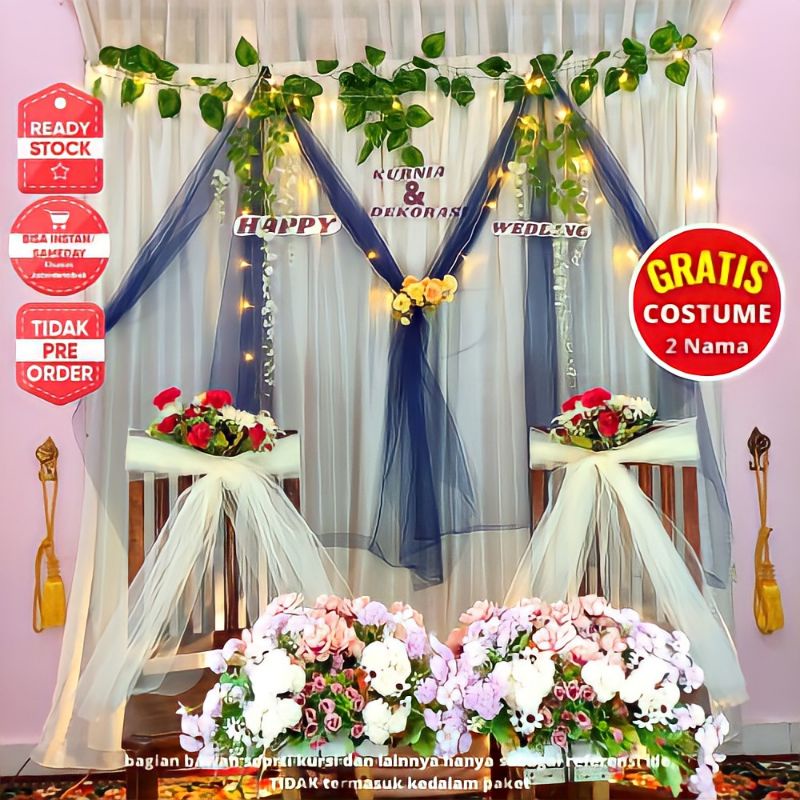 Dekor Dekorasi Backdrop PhotoBooth Kain Hiasan Lamaran Tunangan Akad Nikah Aqiqah Wedding Rustic 04