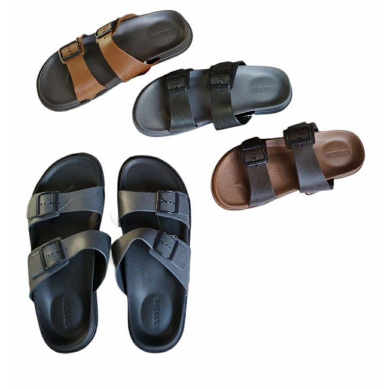 New Era MB E 5002 dan 75002 Sandal Pria Karet Slop Dewasa Slide Sendal Selop Distro Cowok Laki-laki Laki Ringan Nyaman Dipakai Murah Kekinian