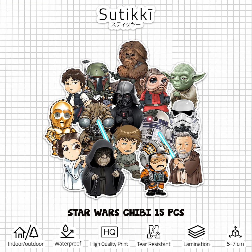 Sutikki | Sticker Pack Star Wars Chibi Mini Cibi Mandalorian Starwars Stiker laptop Aesthetic