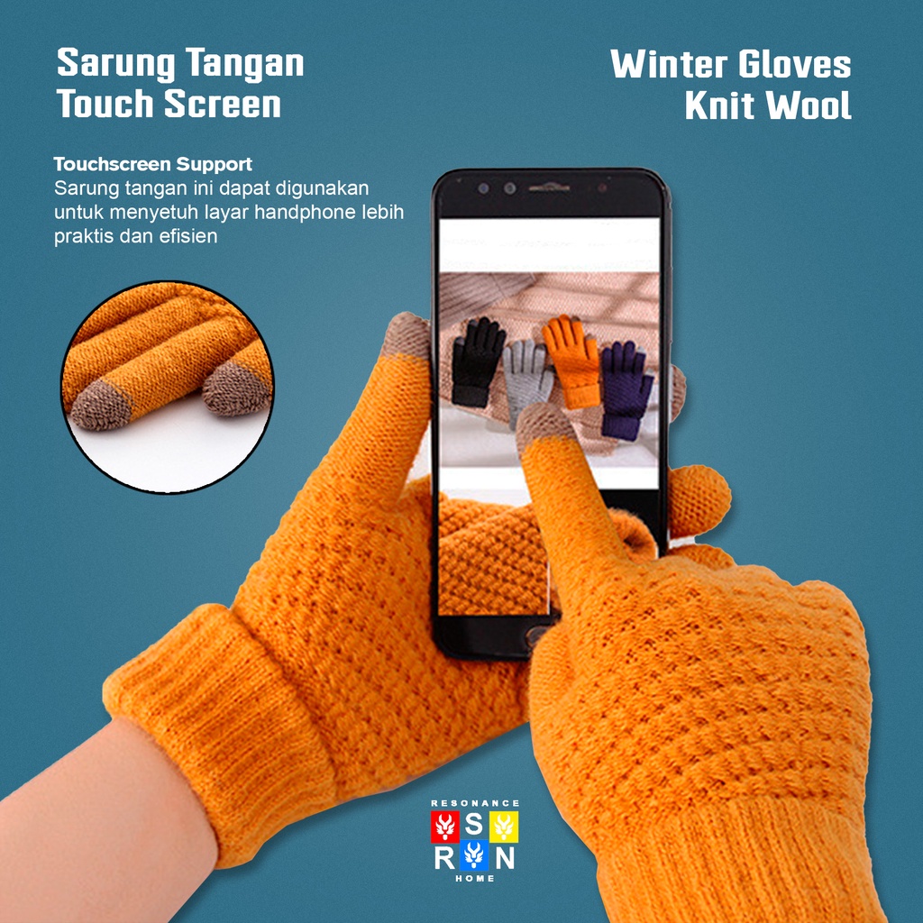 Sarung Tangan Rajut Touch Screen Musim Dingin Winter Gloves Resonance Home