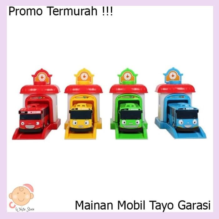 MOBIL TAYO GARASI 4 PCS 2001 MAINAN TAYO BUS GARASI BUKA PINTU