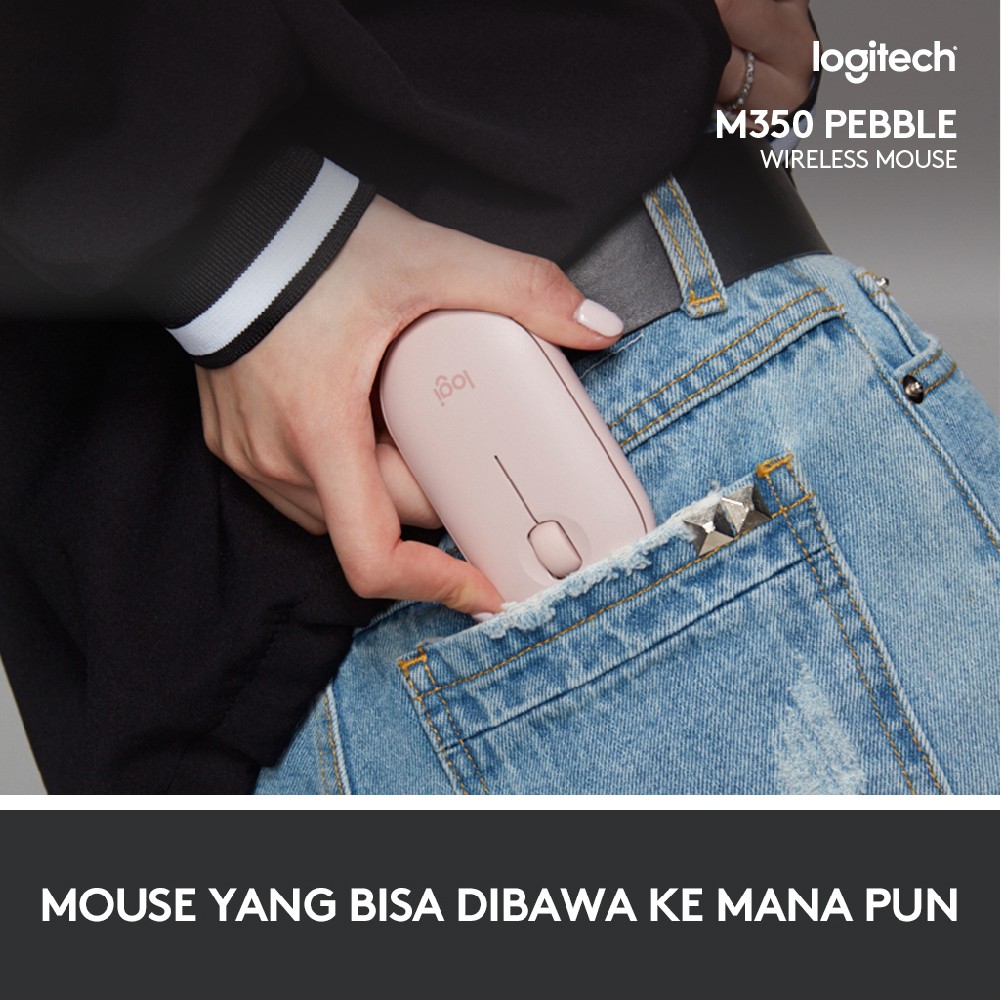 Logitech Pebble M350 Mouse Wireless Bluetooth untuk Windows, Mac, Chrome OS, Android, iOS, Slim, Silent Image 4