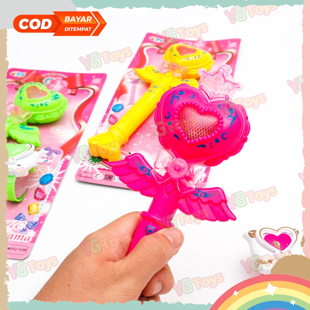 YGtoys Mainan Tongkat Peri Ajaib Gelang Nyala Anak Perempuan Magic Wand Musik Bintang Fairy Stick Lampu Suara