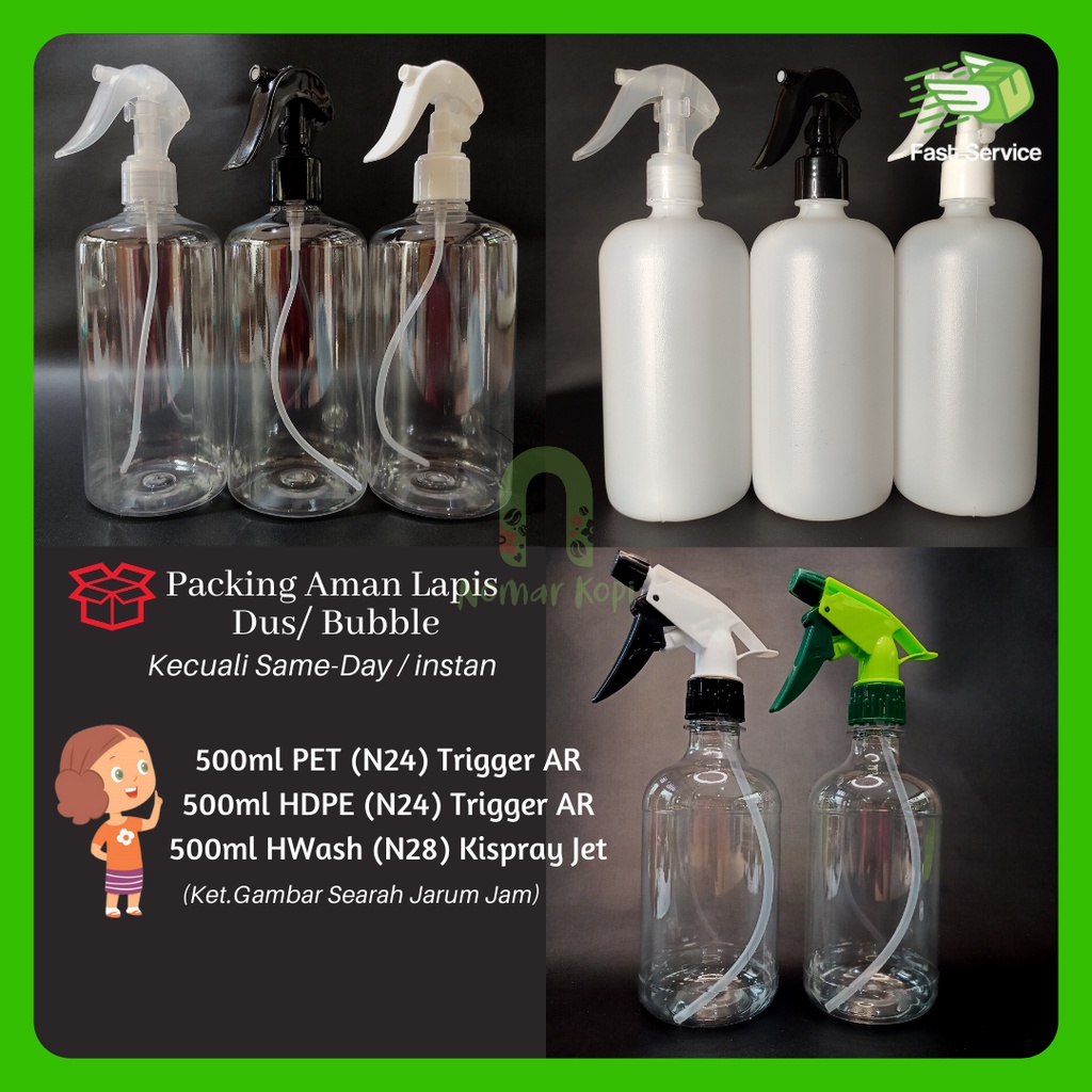 Botol 500ml Clear PET Mini Trigger Bebek