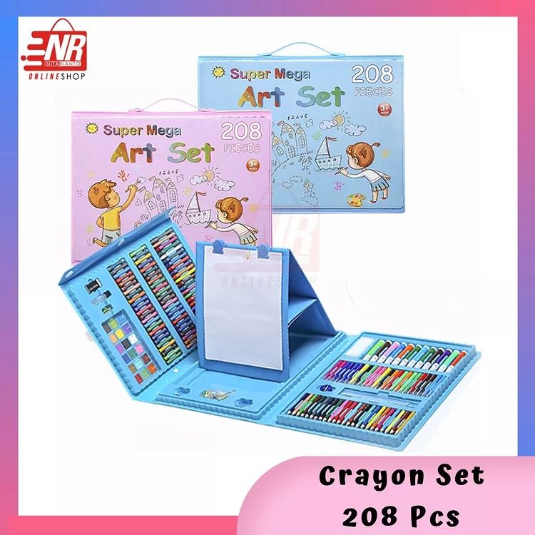 Crayon Set 208 Pcs / Crayon Anak Set Koper / Water Colour Crayon Set / Alat Gambar Tulis Lukis Pensil Warna Krayon