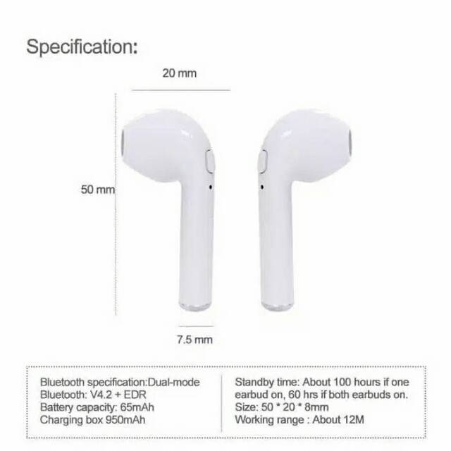 Headshet Bluetooth Hf i7Mini TWS Earphone i7S Wireless-2