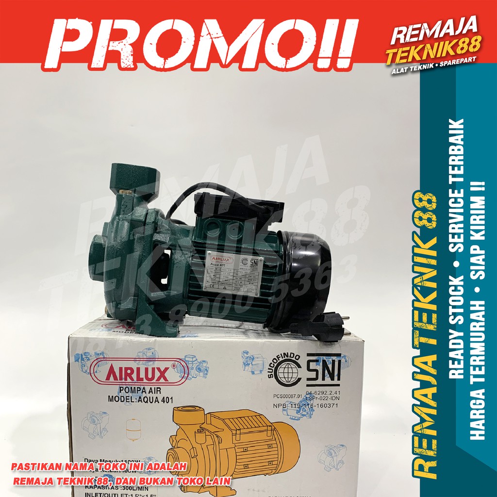 POMPA AIR SENTRIFUGAL / AIRLUX AQUA 401 / 400 WATT / DORONG 20 M / 1,5" / 1,5 INCH / KEONG