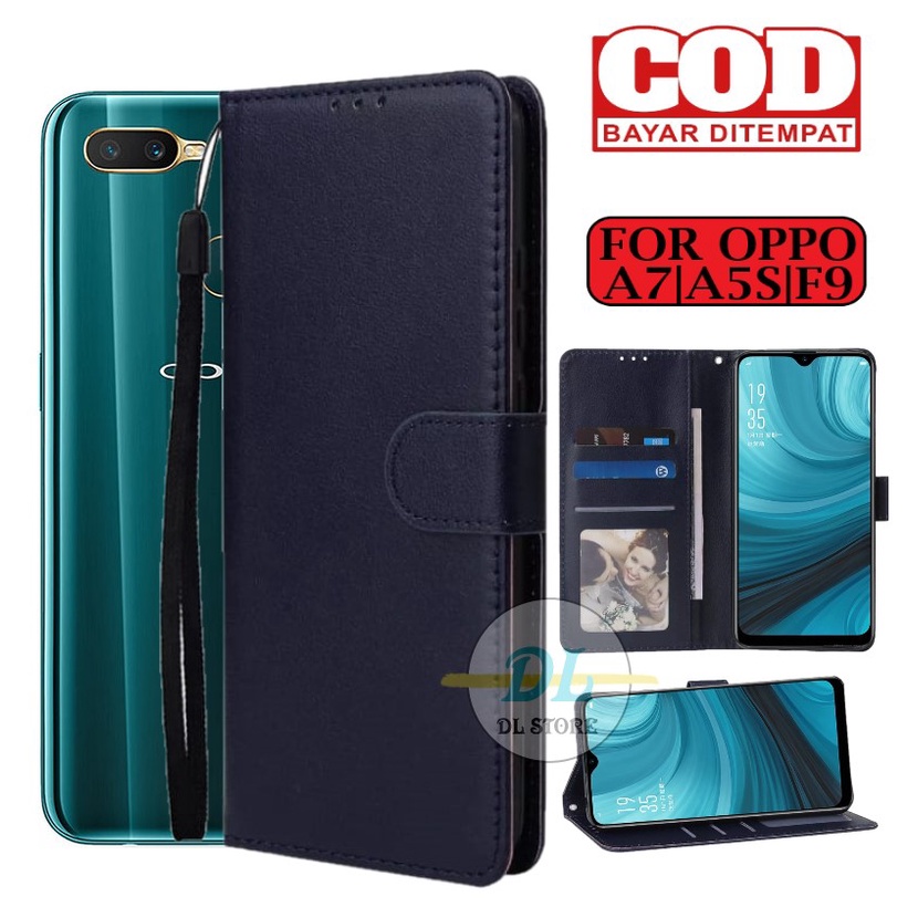 FLIP CASE OPPO A5S | OPPO A7 | OPPO F9 FLIP LEATHER CASE PREMIUM-FLIP WALLET CASE KULIT