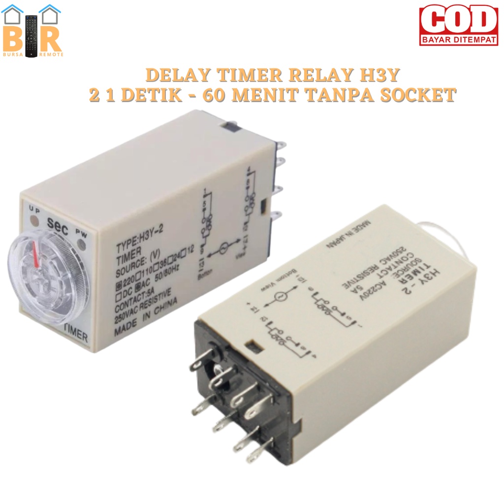 Delay Timer RELAY H3Y-2 1 DETIK - 60 MENIT TANPA SOCKET