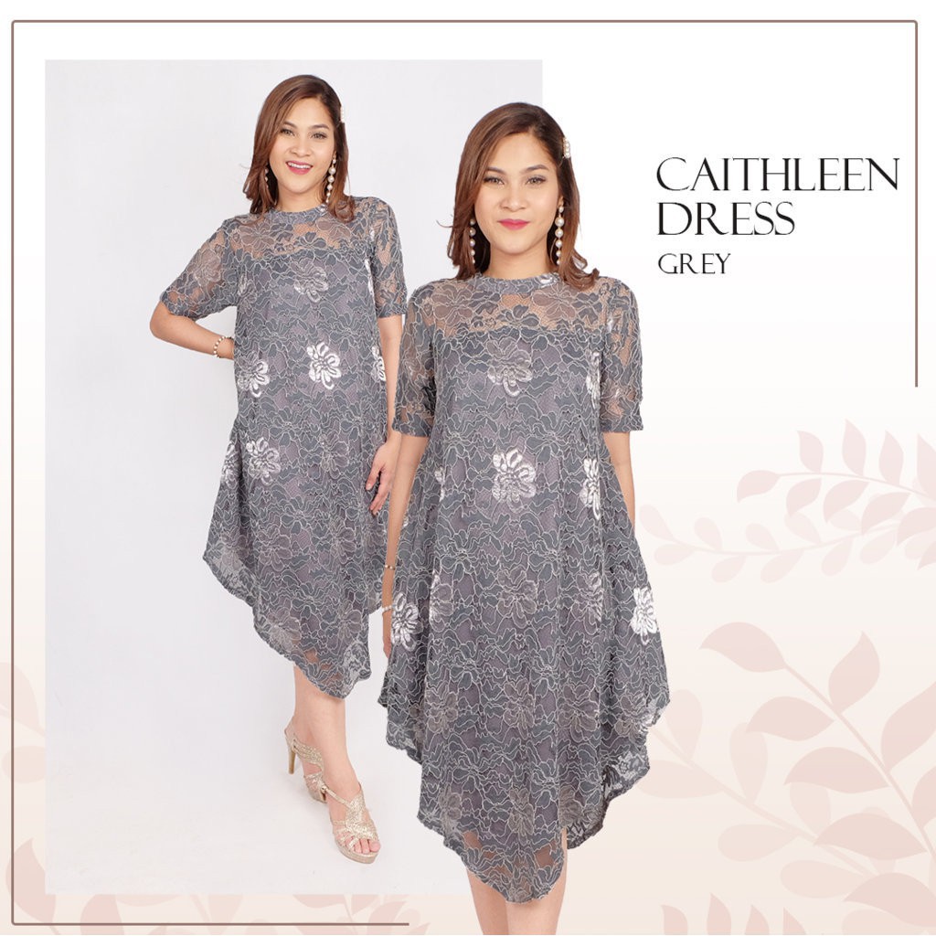 BK  CHAITHLEEN DRESS MIDI WANITA CASUAL/ DRESS MIDI BROKAT KANTOR NATAL HIJAU MERAH/ GAUN PESTA  by