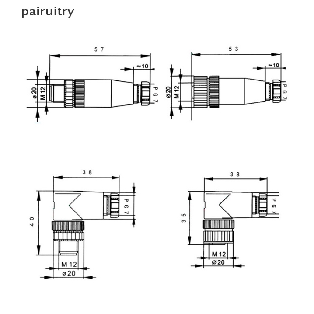 1pc Konektor sensor M12 3 / 4 / 5 pin male / female straight / right angle plug PRT