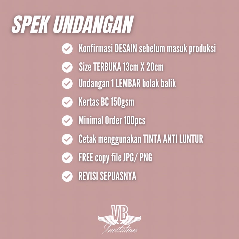 Undangan Pernikahan Aesthetic Murah Simpel Elegan Cantik Proses Cepat Undangan 1 sisi uk 13x20