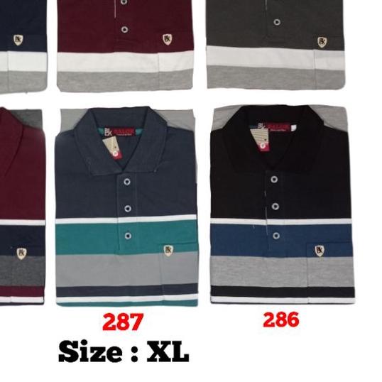 ♙ kaos kerah balok cun-nam salur pria L XL - KAOS KERAH KATUN PRIA - KAOS KERAH PRIA - GROSIR ➶