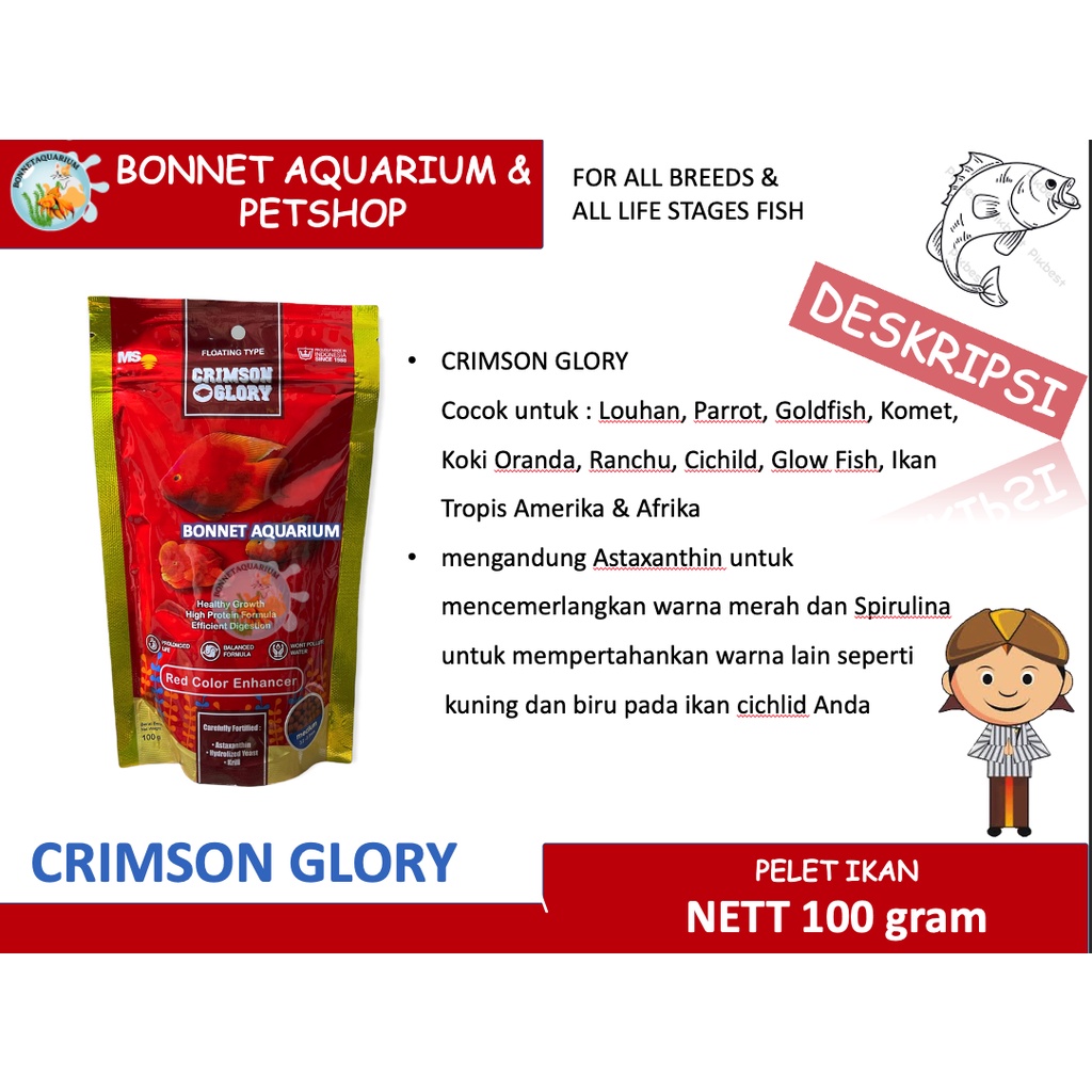 CRIMSON GLORY 100 GR PAKAN IKAN PELET IKAN PENCERAH WARNA IKAN