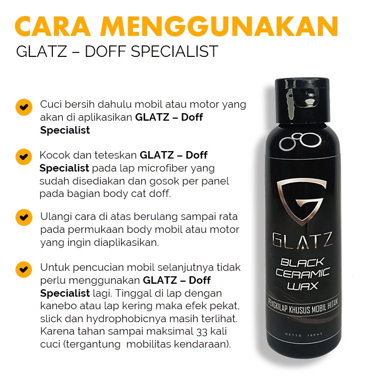 Pengkilap Body Doff Motor dan Mobil GLATZ Doff Specialist Matte