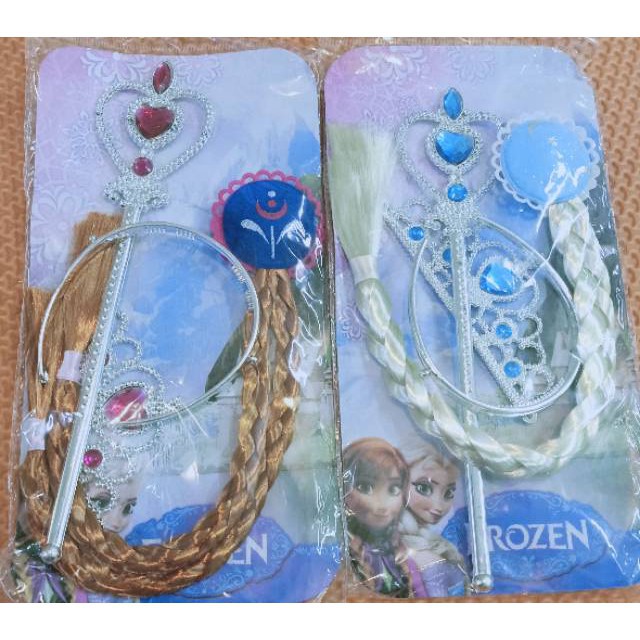 grosir  Aksesoris Frozen Elsa Anna  (bando mahkota +rambut+tongkat)