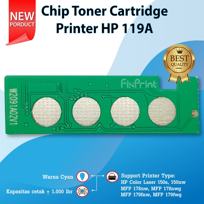 Chip Toner Cartridge 119A W2092A Yellow Printer HP Color Laser 150a 150nw MFP 178nw 179nw 179fnw 179